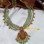 Lakshmi with 4 Layer Beads Chain Short Neck Set - Image 4
