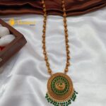 Peacock Pendant with Half Amla Mala Long Neck Set - Image 2