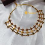 Lakshmi Coin and Oval Stone 3 Layer Short Neck Set - Image 2