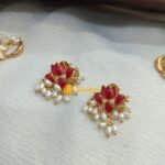 Lotus Multi Stone Rice Pearl Drops Short Set - Image 3