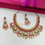Antique Lakshmi Chandbali Short Neck set - Image 3