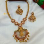 Antique Lakshmi With Peacock Short Neck set - Image 3