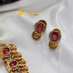 Lakshmi Coins with Oval Stones Short Neck set - Image 3