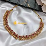 Lakshmi Coins with Oval Stones Short Neck set - Image 2