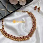 Lakshmi Coins with Oval Stones Short Neck set