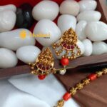 Coral Gajalakshmi Short Neck Set with Earrings - Image 2