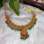Lakshmi Annam Kemp Green Beads Short Neck Set - Image 2