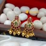 Chandbali Floral Design Gold Cluster Short Neck Se - Image 2