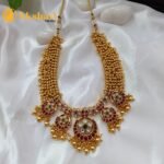 Chandbali Floral Design Gold Cluster Short Neck Se - Image 3