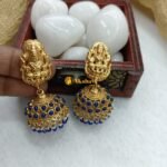 Lakshmi Blue Beads Jhumkas - Image 2