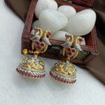 Two Tone Peacock Jhumkas Ruby stone
