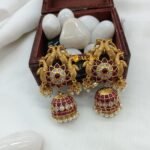 Kemp Peacock White Stone Pearl Jhumka - Image 2