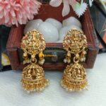 Antique Finish Lakshmi Jhumkas - Image 2