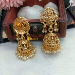 Antique Finish Lakshmi Jhumkas - Image 3