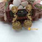 Lakshmi Peacock Kemp Green Stone Jhumkas
