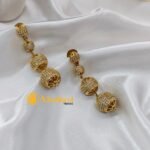 4 Balls White Stone Fancy Earrings - Image 2
