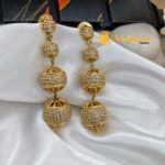 4 Balls White Stone Fancy Earrings