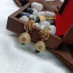 Green Peacock Jhumka with Zircon and Thilak
