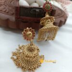 Antique Floral Kemp Green Jhumka - Image 2
