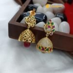 Peacock Jhumka with Zircon and Thilak - Image 3