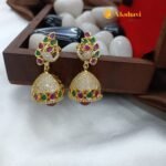 Peacock Jhumka with Zircon and Thilak