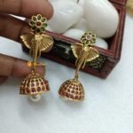Elephant Kemp Stone Jhumka