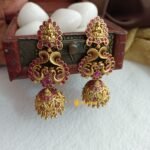 Antique Lakshmi Peacock Kemp Jhumkas - Image 2