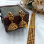 Matte Finish Lakshmi Long Necklace Set - Image 2