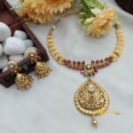 Antique Gold Leaf Multi Stone Short Neck Set