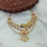 Zircon White Ruby Stone Peacock Short Neck Set