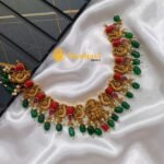 Coral Lakshmi and Peacock Short Neck Set - Image 2