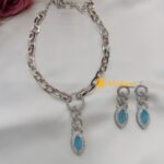 Eye Designer AD Silver Polish Short Neck Set - Image 6