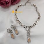 Eye Designer AD Silver Polish Short Neck Set - Image 4