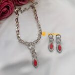 Eye Designer AD Silver Polish Short Neck Set - Image 3
