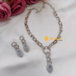Eye Designer AD Silver Polish Short Neck Set - Image 7