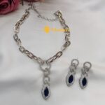 Eye Designer AD Silver Polish Short Neck Set