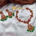 Floral oval design real Kemp Jade Short Neck Set