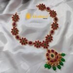 Floral oval design real Kemp Jade Short Neck Set - Image 2