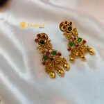Antique Gold Polish Multi Floral Short Neck Set - Image 2