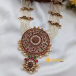 Chakra Pendant in 8 Layer Pearl Mala Long Neck Set - Image 2