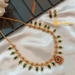 Kerala Traditional Green Nagapadam Long Neck Set