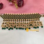 Premium Art Kemp Green Pearls Hangings Choker Set - Image 3