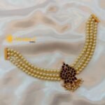 Peacock 3 Layer Pearl Mala Choker Set - Image 2
