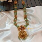 Lakshmi Pendant with 3 Layer Beads mala with Peaco - Image 3