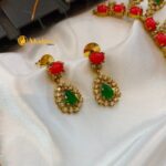 Coral Thilak Long Neck Set - Image 3
