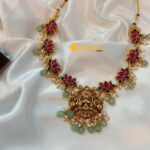 Lakshmi Lotus Short Neck Set With Beads - Image 3