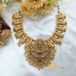 Antique Lakshmi Peacock Floral Short Neck Set - Image 2