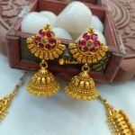 Antique Ganesha Floral Short Neck Set - Image 2