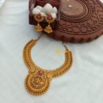 Antique Ganesha Floral Short Neck Set