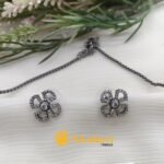 Oxidized White Stone Short Neckset - Image 2